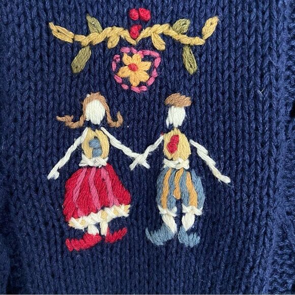 Andrea Lauren Vintage Cardigan Folklore Embroidered Chunky Knit Women’s S Ramie - Picture 11 of 14